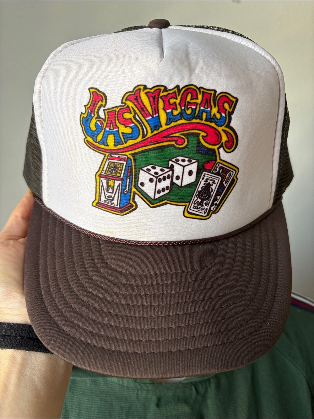 Las Vegas Graphic Trucker Hat - White & Brown